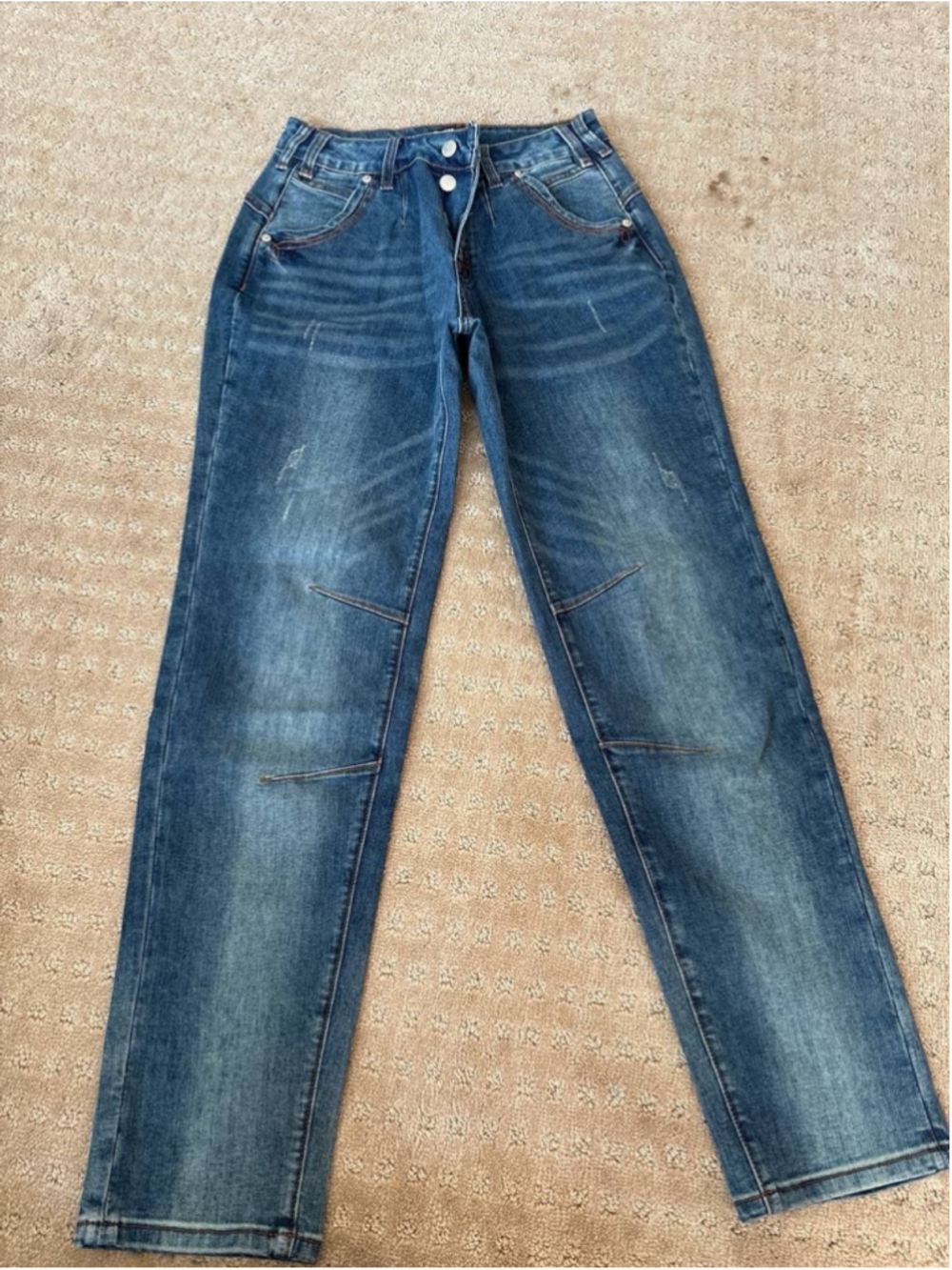 Flamingals Mid Rise Barrel Leg Jeans for Women Wash Floral Print Flap Casual S